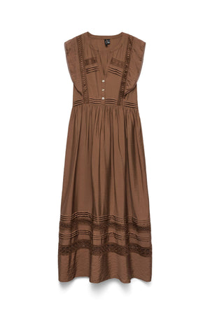 Robe cheville à bande Jules - Marron cacao