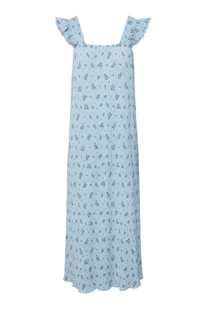 Robe à Volants et Bretelles Flora - Bleu Cachemire