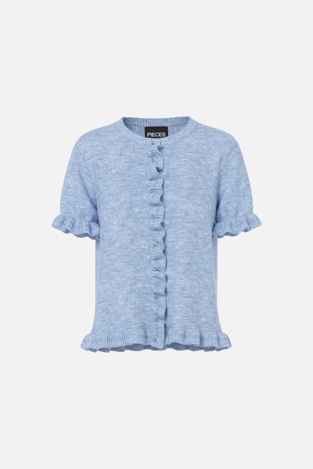 Lydia Frill Knit Cardigan - Cashmere Blue