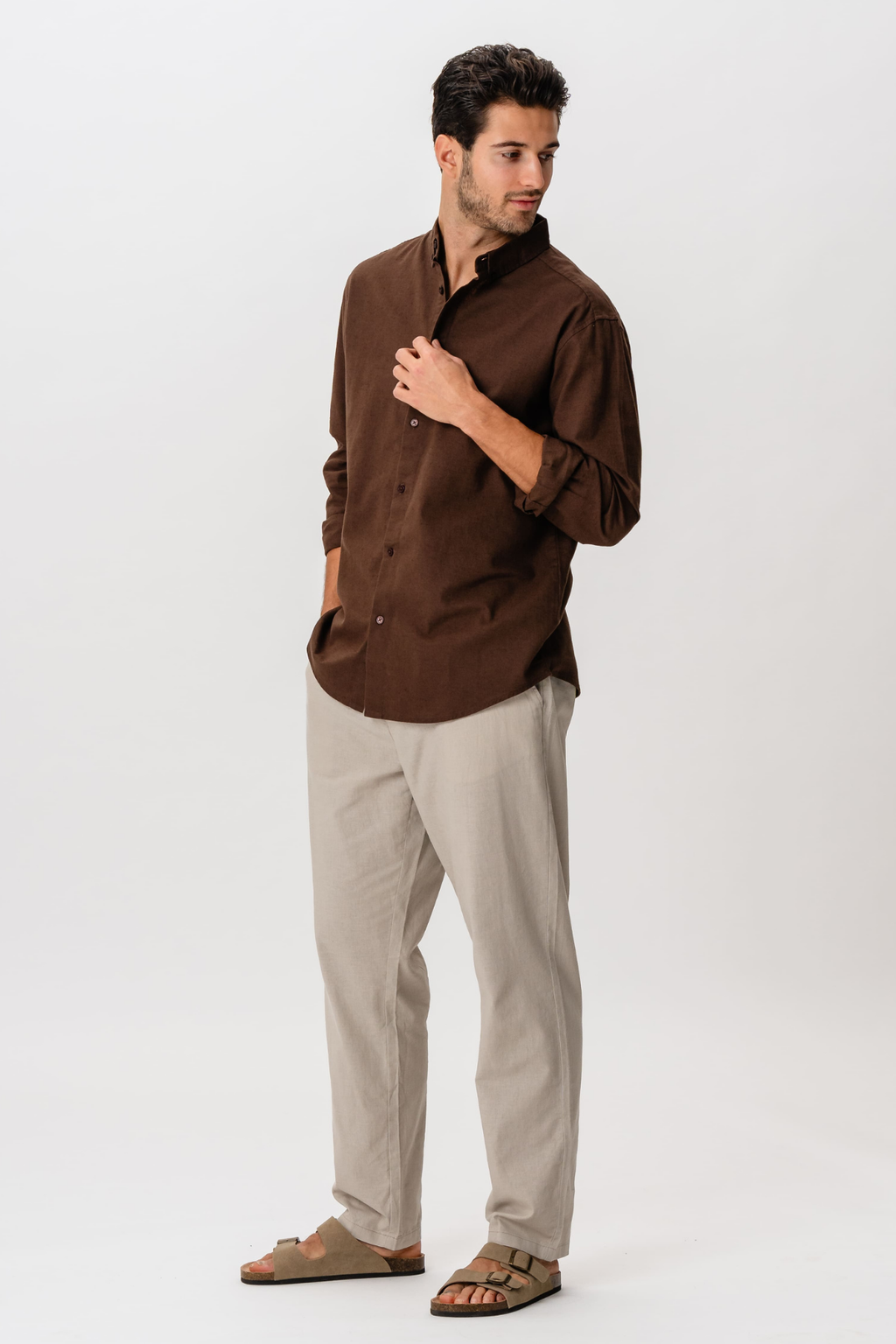 Linnen shirt - koffie