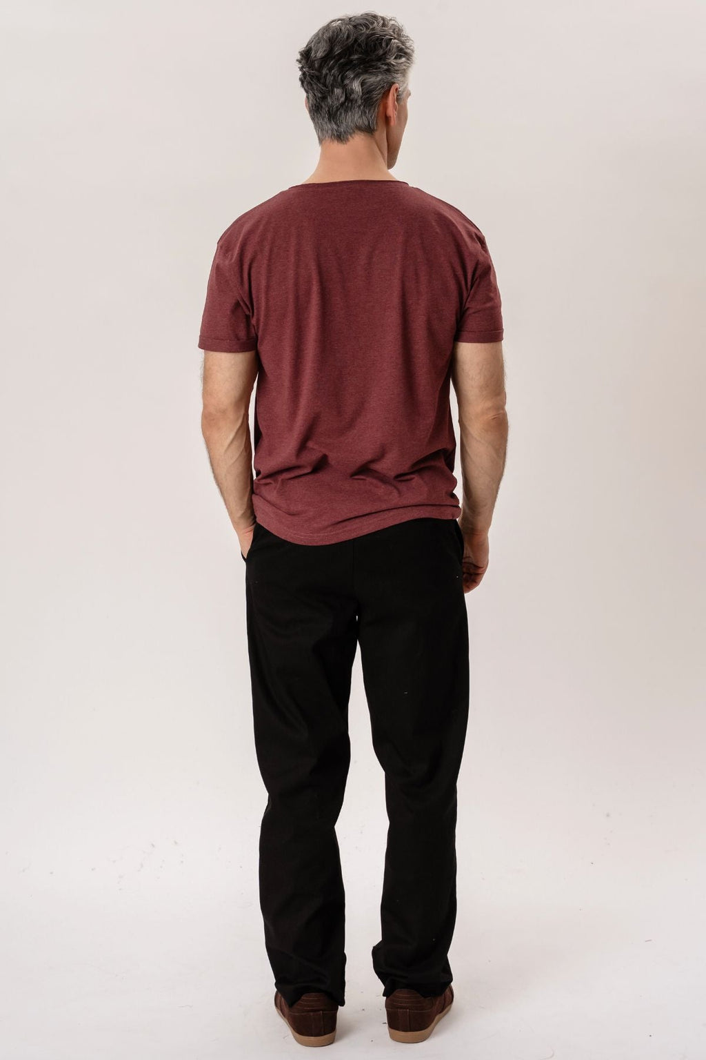 Deep Round Neck - Mottled Red