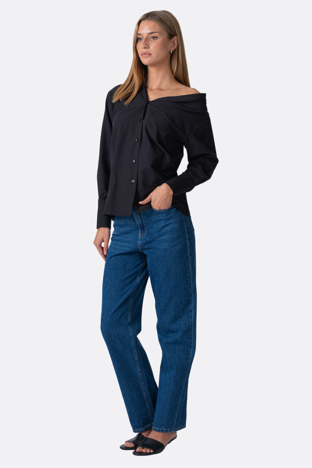 Serena Oversized Shirt - zwart