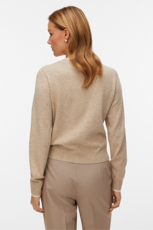 Magnifique cardigan à col rond - Silver Mink Melange w. Bouleau