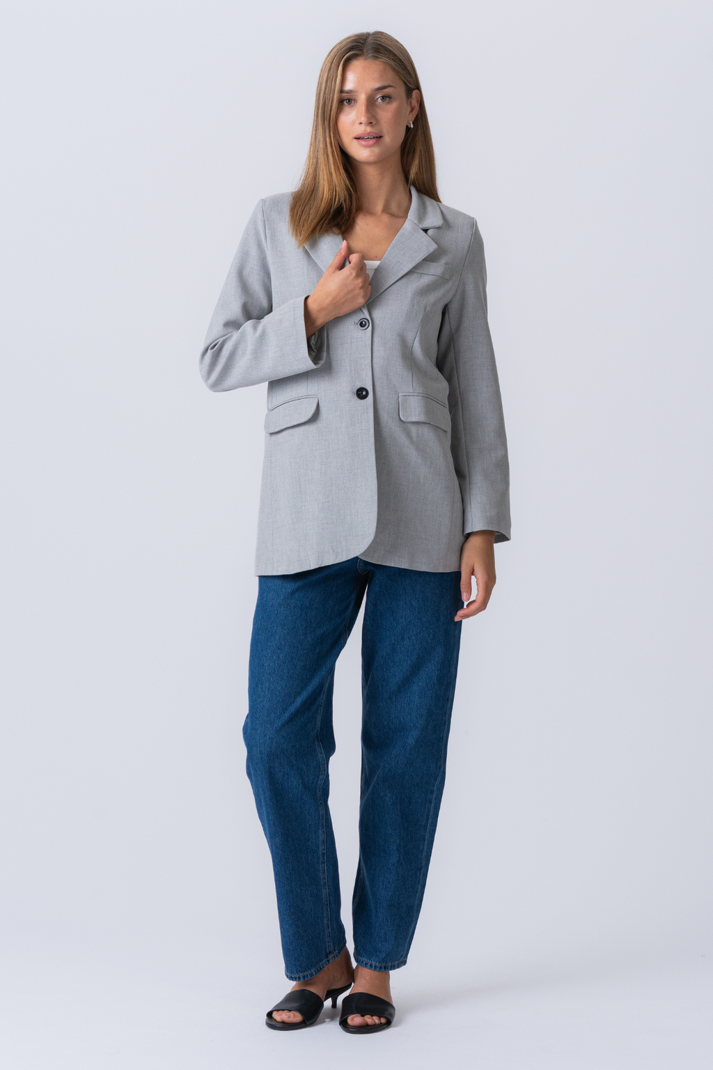Claire Oversized Blazer - Light Grey