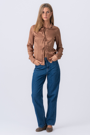 Lucy Tie Shirt - Brown