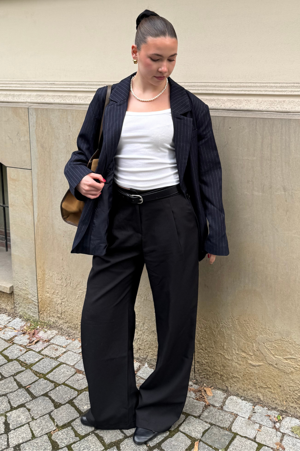 Oversized Blazer - marine krijtstreep