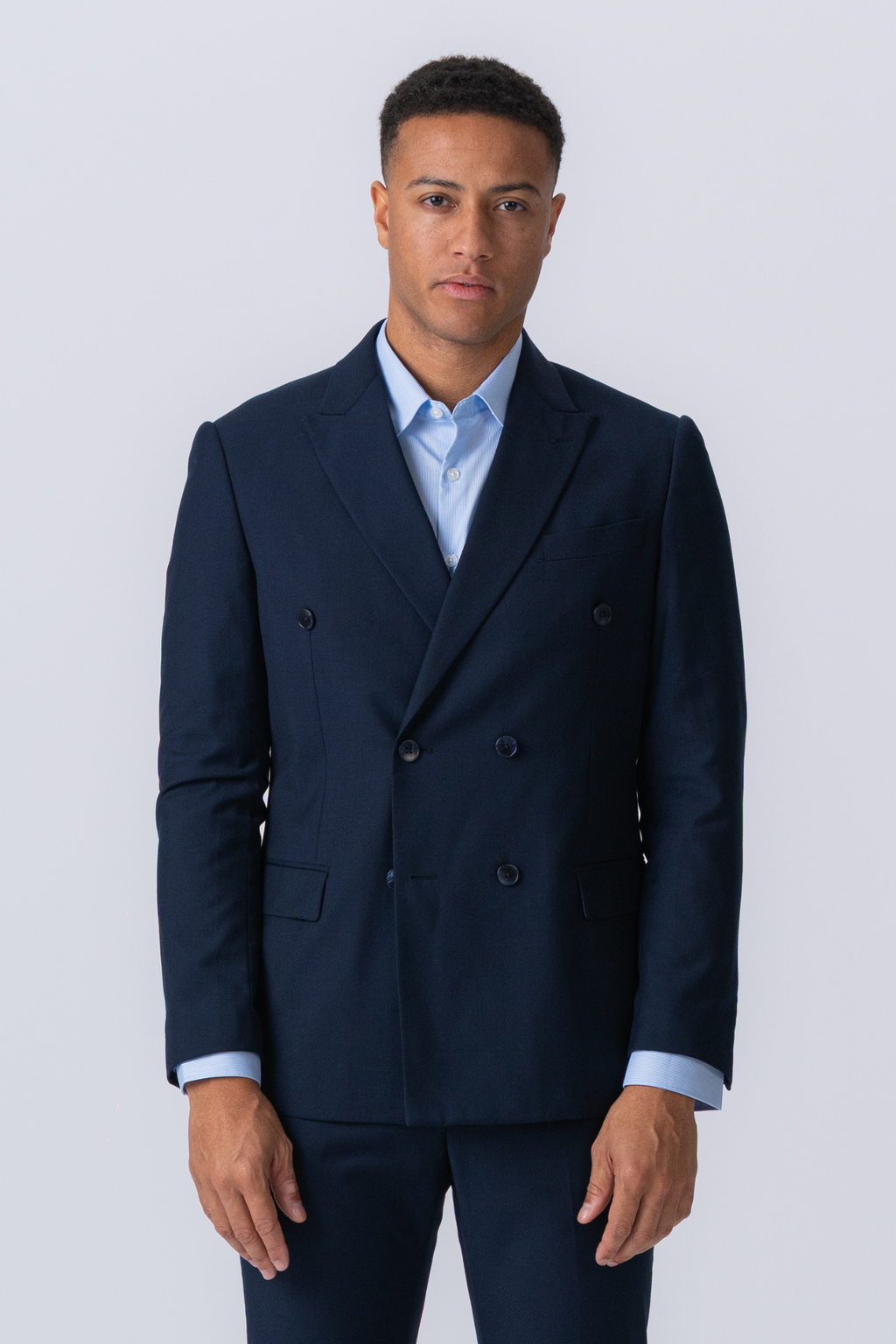 Premium Double-breasted Blazer - Navy