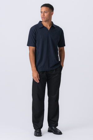 Atlas Textured Polo - Navy