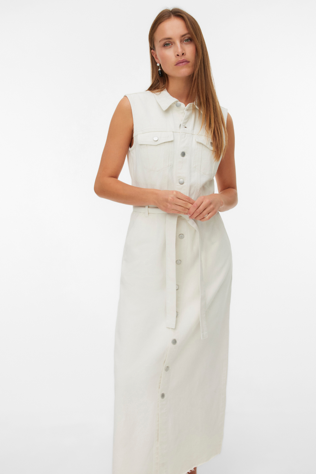 Molly Ank Denim Dress - Ecru