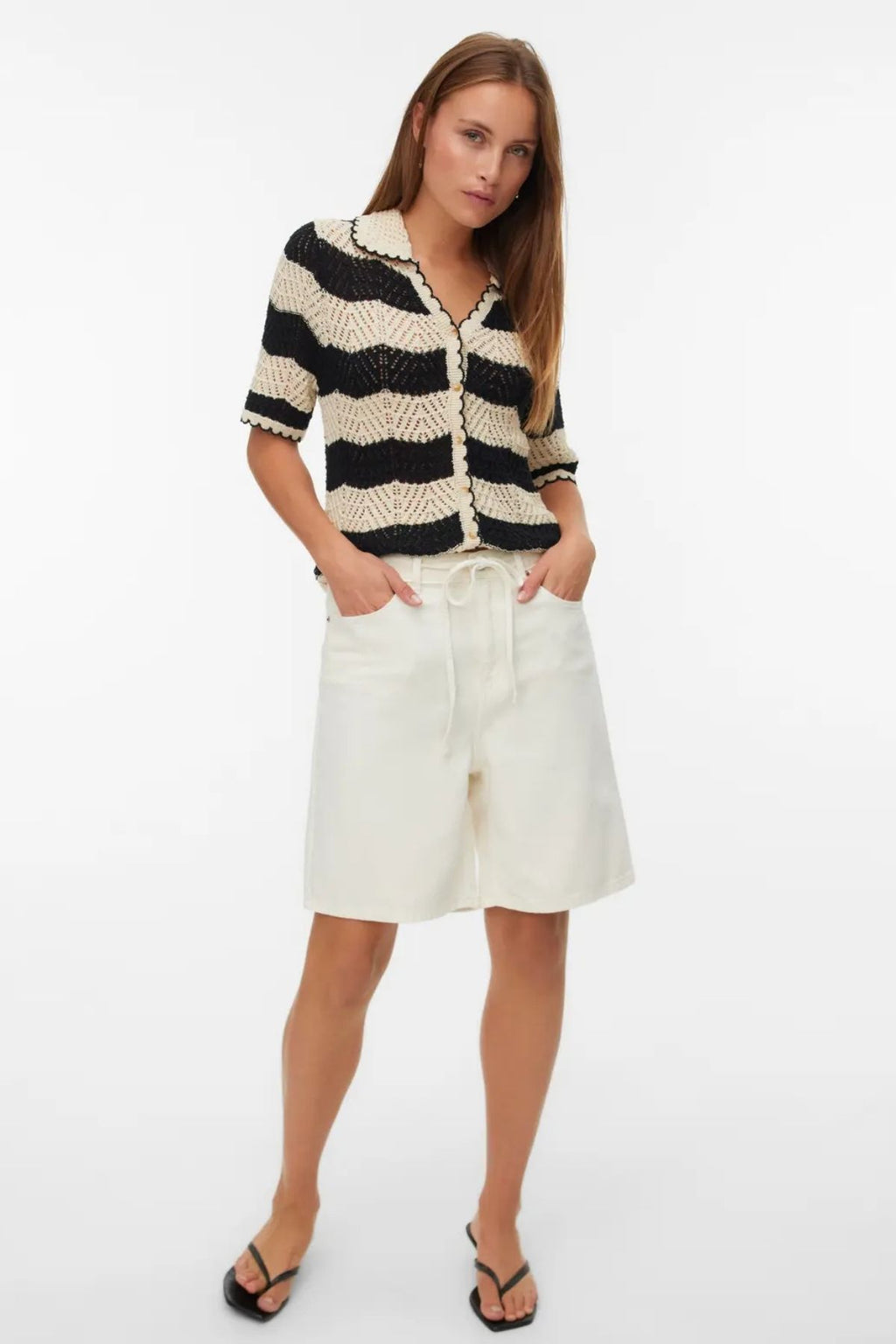 Villa Bermuda-denim Shorts - Ecru