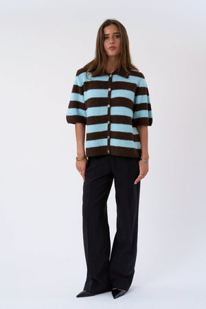 Alba Polo Knit - Chocolat/Bleu Clair