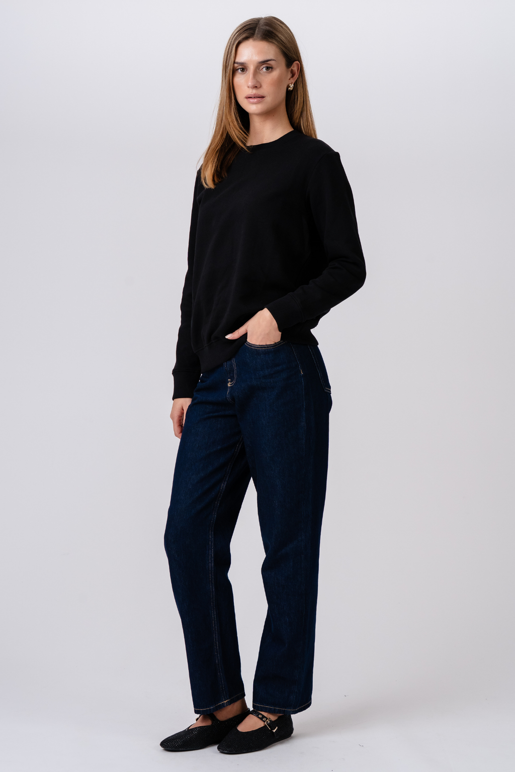 Sweatshirt met ronde hals - Zwart