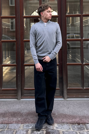 Trui met halve rits - Grijs gemêleerd