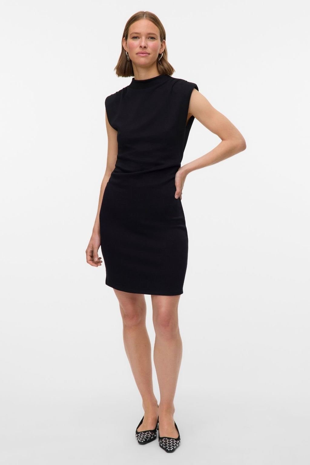 Nelli High Neck Short Dress - Black