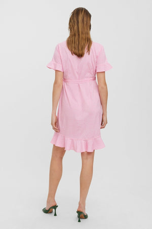 Robe enveloppante au henné 2/4 - prisme rose