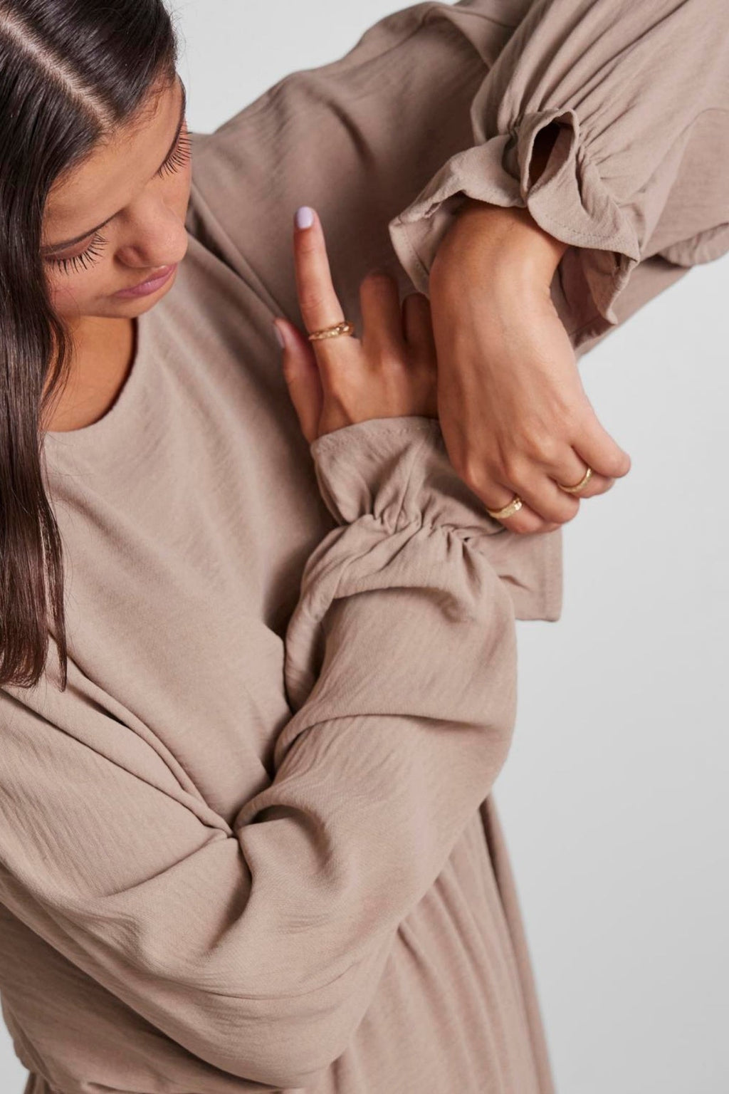 Robe à manches longues Flore - marron