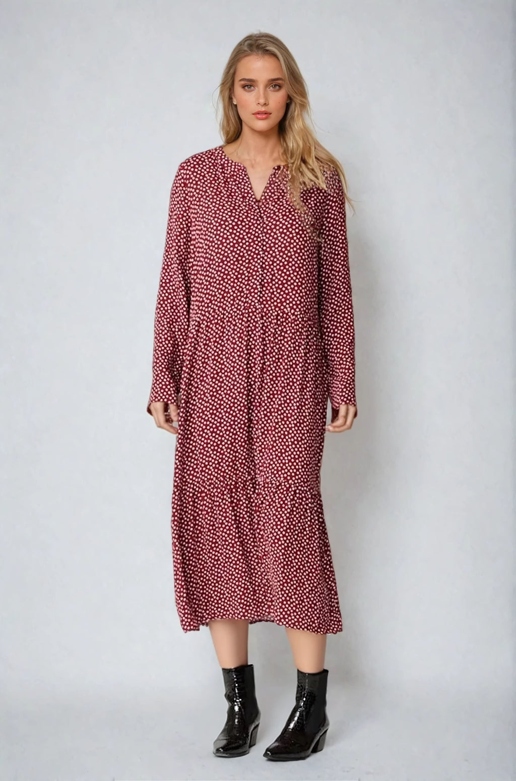 Robe Anna à manches longues - Tomate séchée
