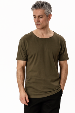 T-shirt Col Profond - Vert Chiné