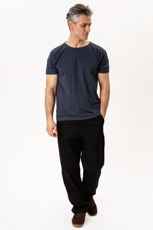 T-shirt met diepe hals - gemêleerd blauw