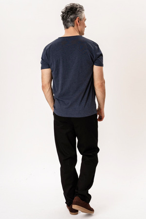T-shirt met diepe hals - gemêleerd blauw