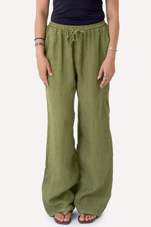 Astrid Linnen Pants - Olijf