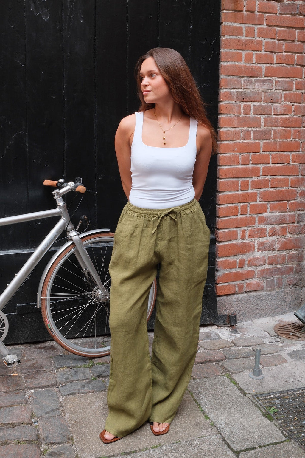 Astrid Linnen Pants - Olijf