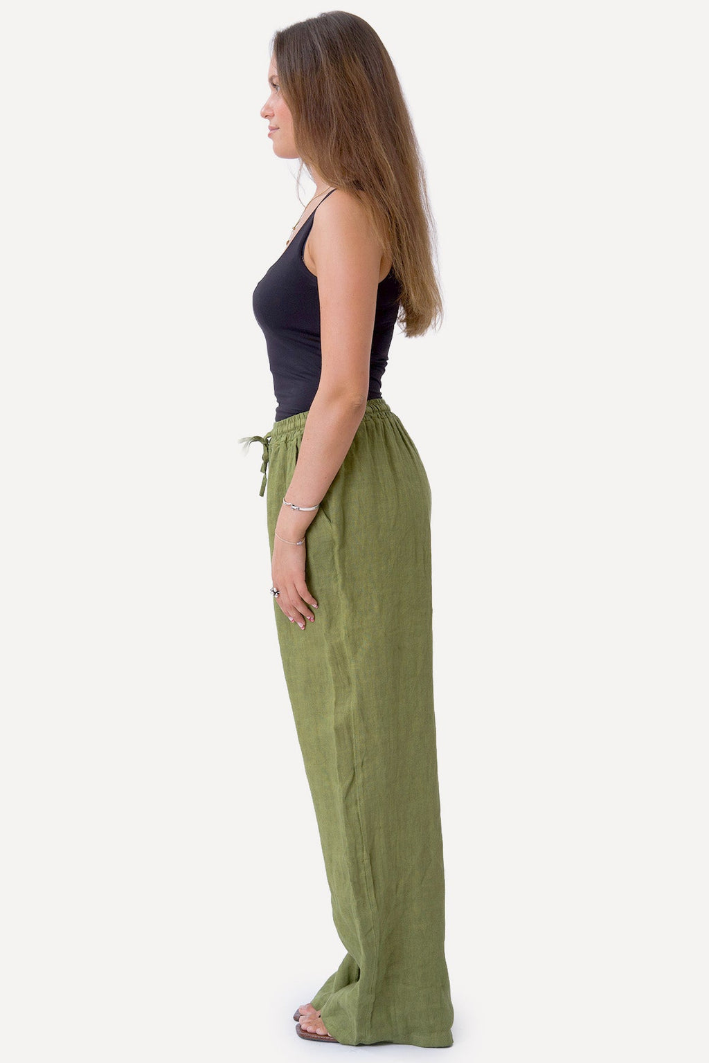 Astrid Linnen Pants - Olijf