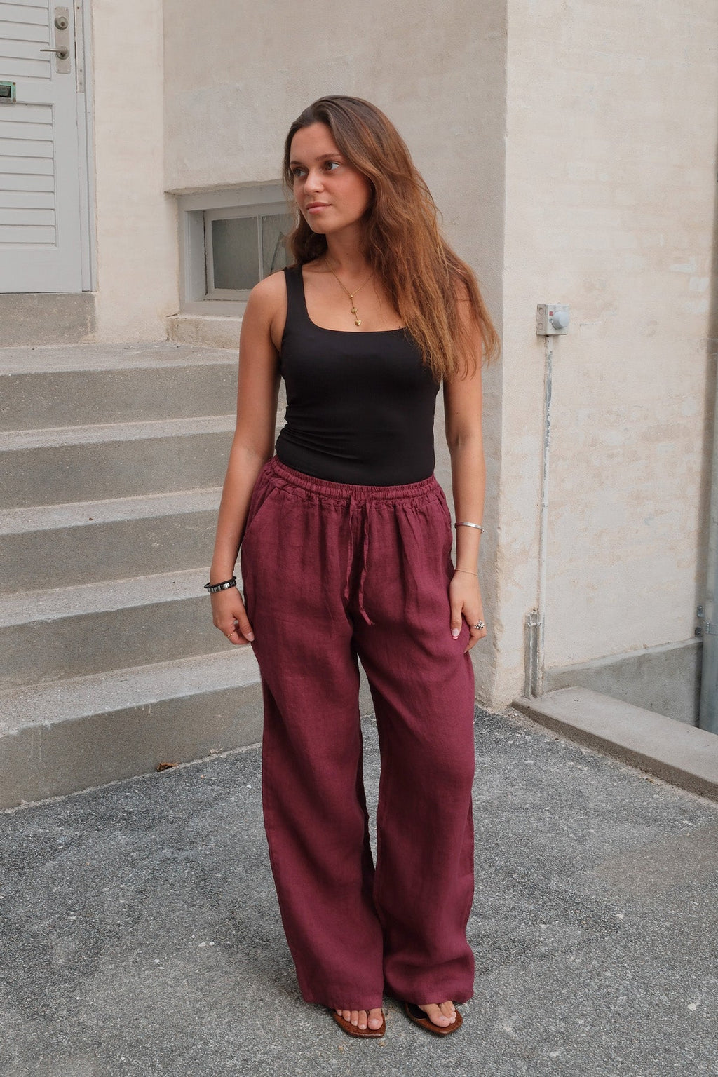 Astrid Linnen Pants - Rood