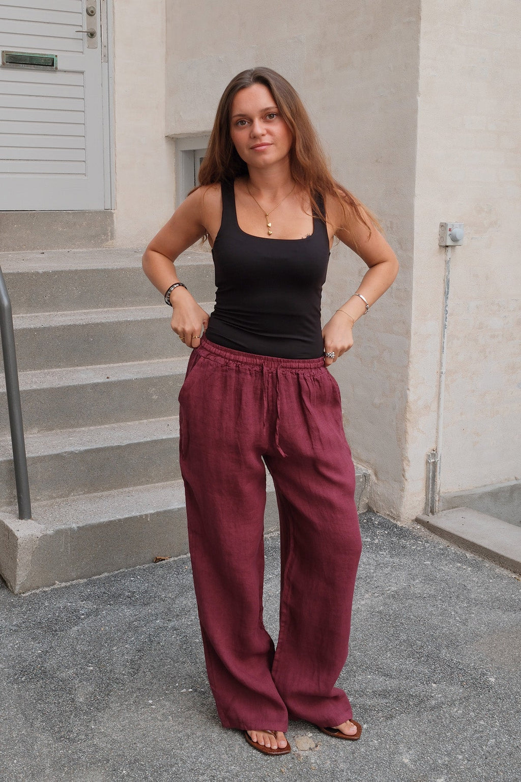 Astrid Linnen Pants - Rood