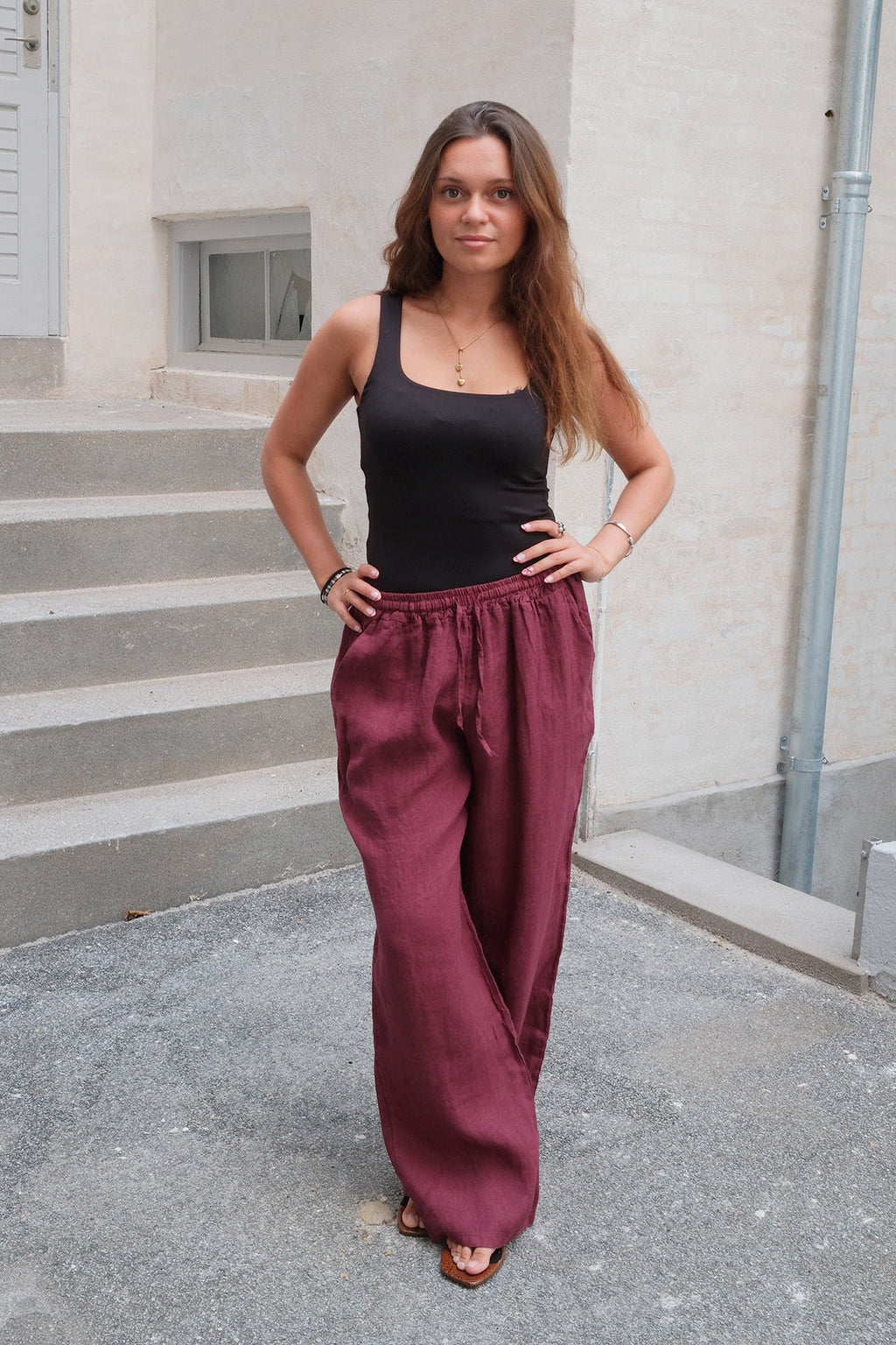 Astrid Linnen Pants - Rood