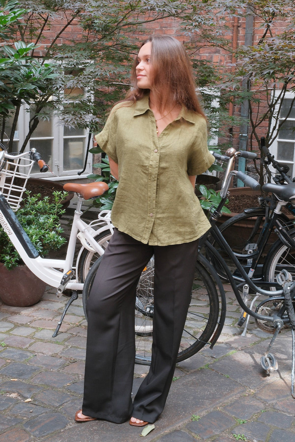 Astrid Linnen Overhemd - Olijf