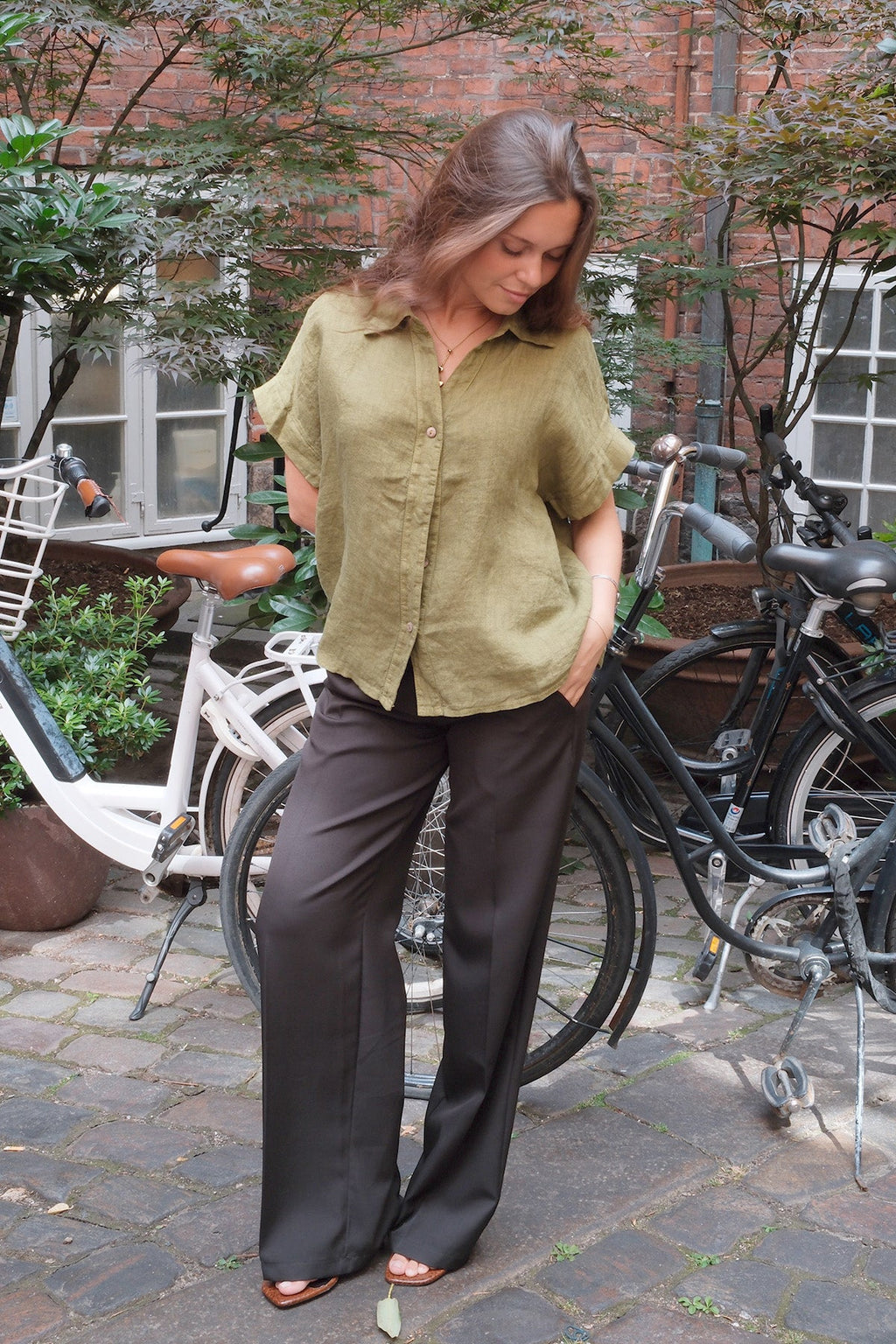 Astrid Linnen Overhemd - Olijf
