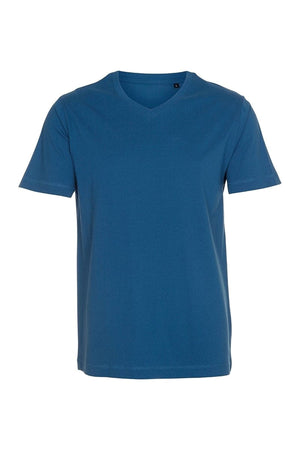 Basic T-shirt met V-hals - Petroleumblauw