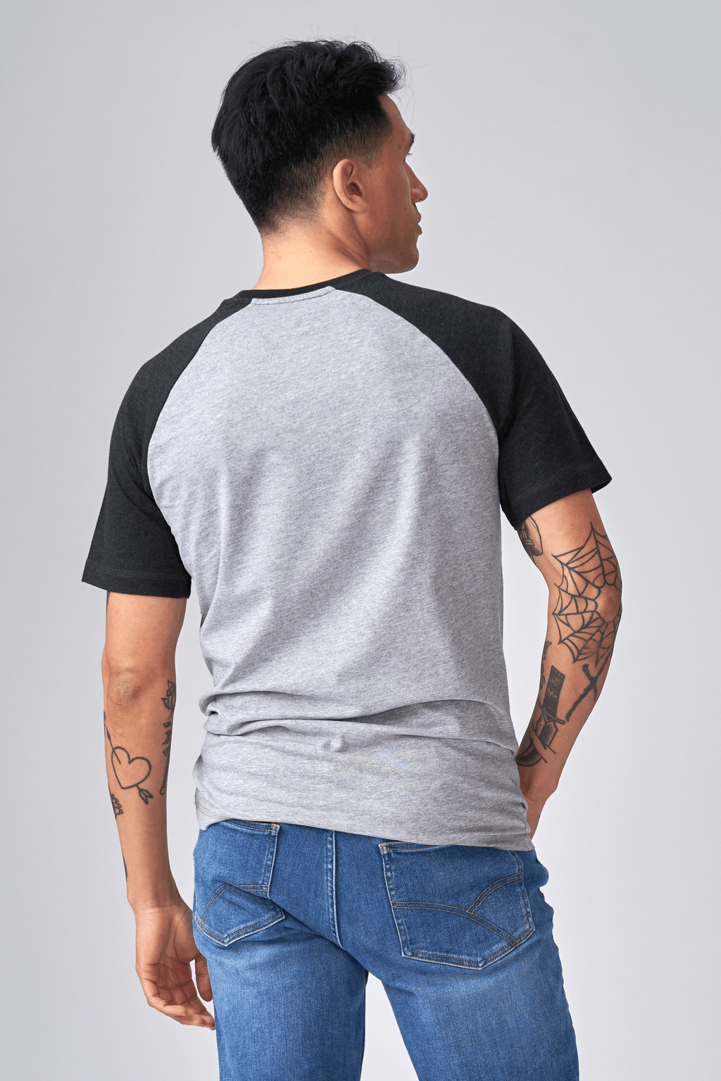 T-shirt Raglan de base - Gris de la lumière noire