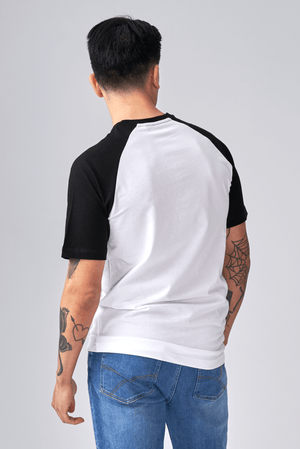 T-shirt Raglan de base - noir et blanc