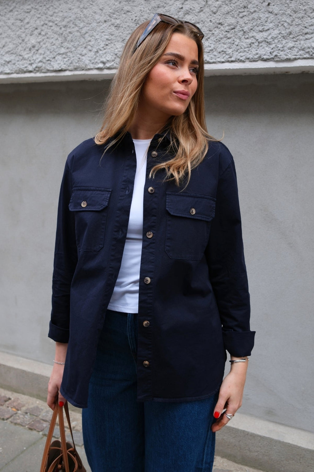 Amber Twill overhemd - marineblauw