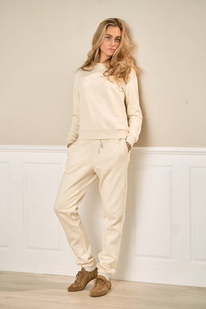 Basic Sweatsuit met hoodie (licht beige) - pakketdeal (vrouwen)