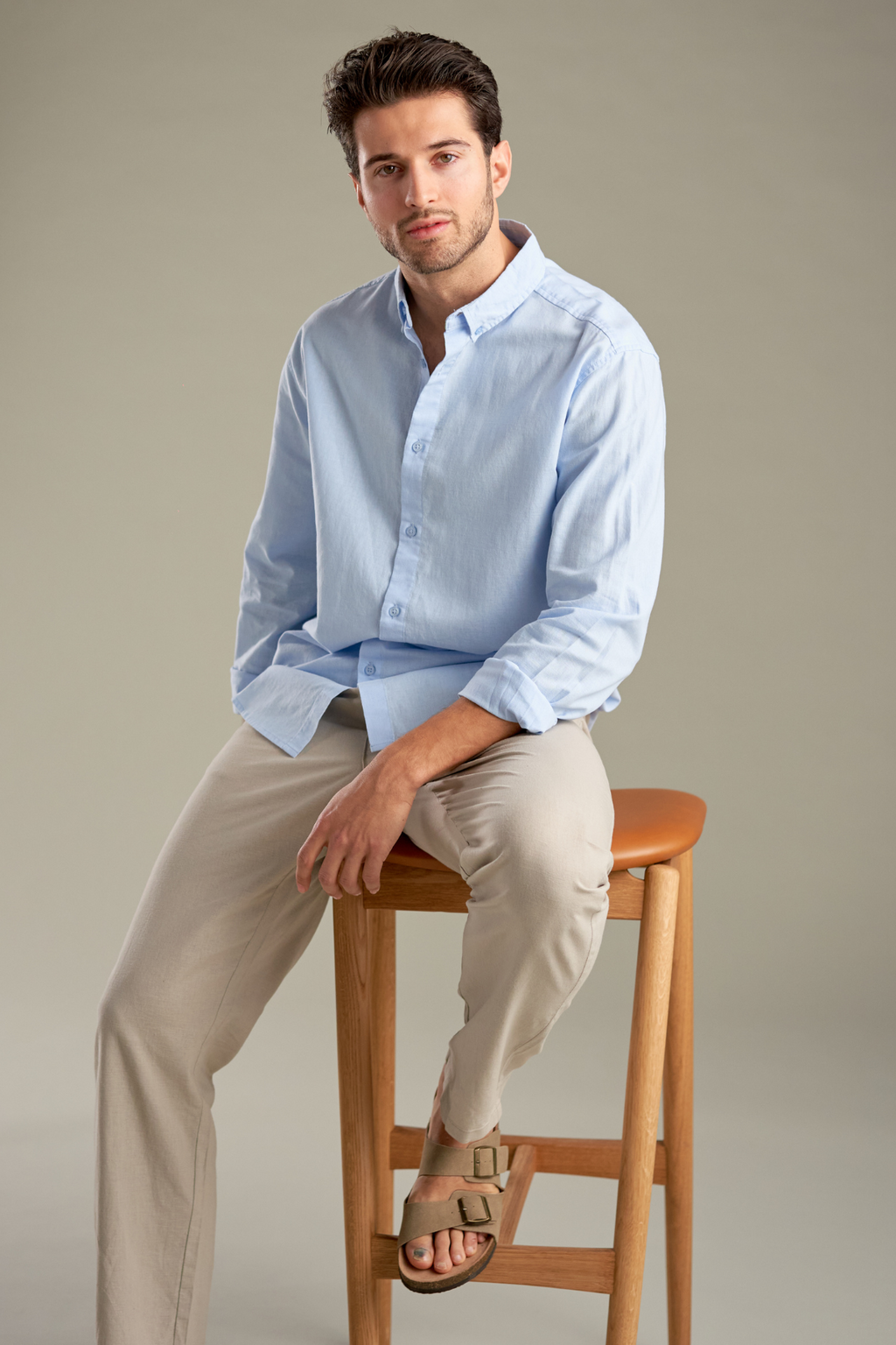 Chemise en lin - bleu clair