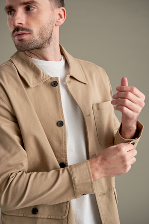 Twill Shirt Jacket - Dark Sand