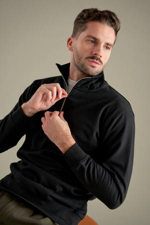 Sweatshirt half zip - zwart