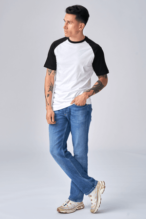 T-shirt Raglan de base - noir et blanc