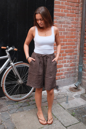 Linen Shorts - Brown