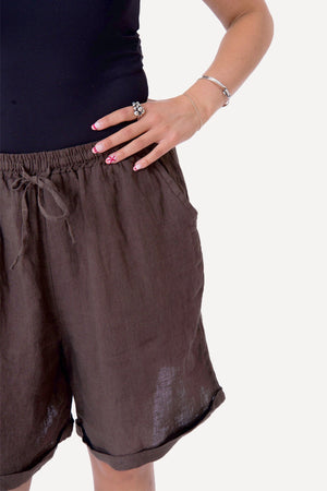 Linen Shorts - Brown