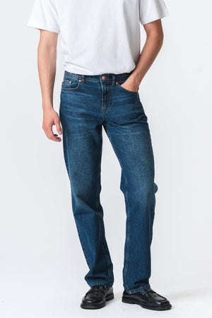 Ontspannen fit jeans - donkerblauwe denim