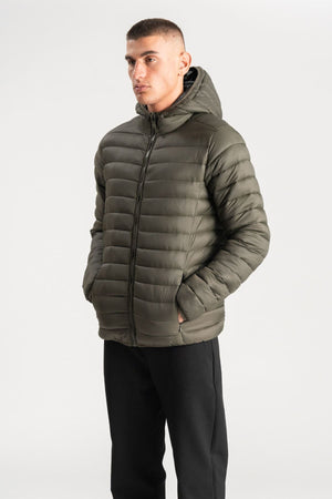 Blouson bouffant léger à capuche - Olive