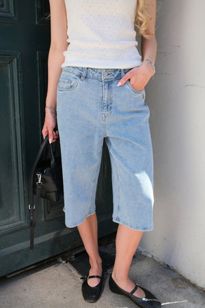 Isra Bermudes Shorts - Denim bleu moyen