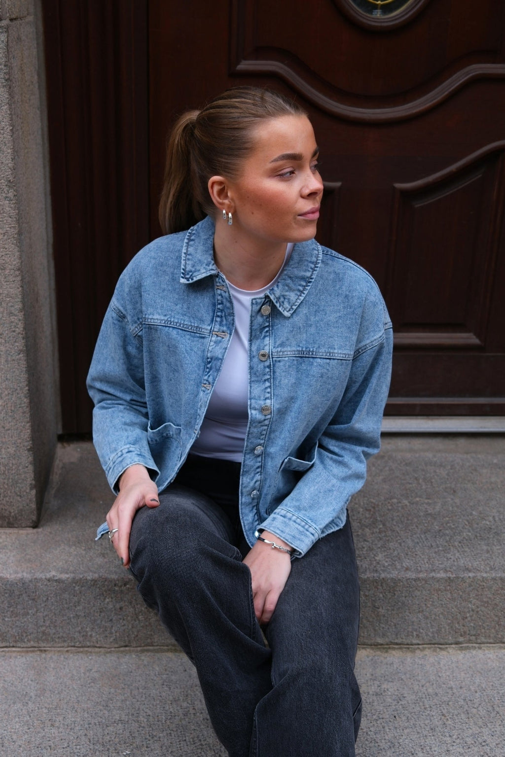 Jamie Denim Shacket - Denim bleu clair