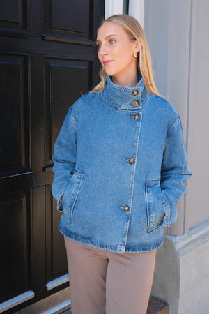 TILA GRO L/S DENIM JAAG - Medium Blauwe denim