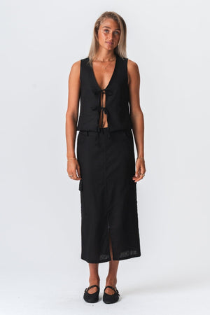 Linen Skirt - Black