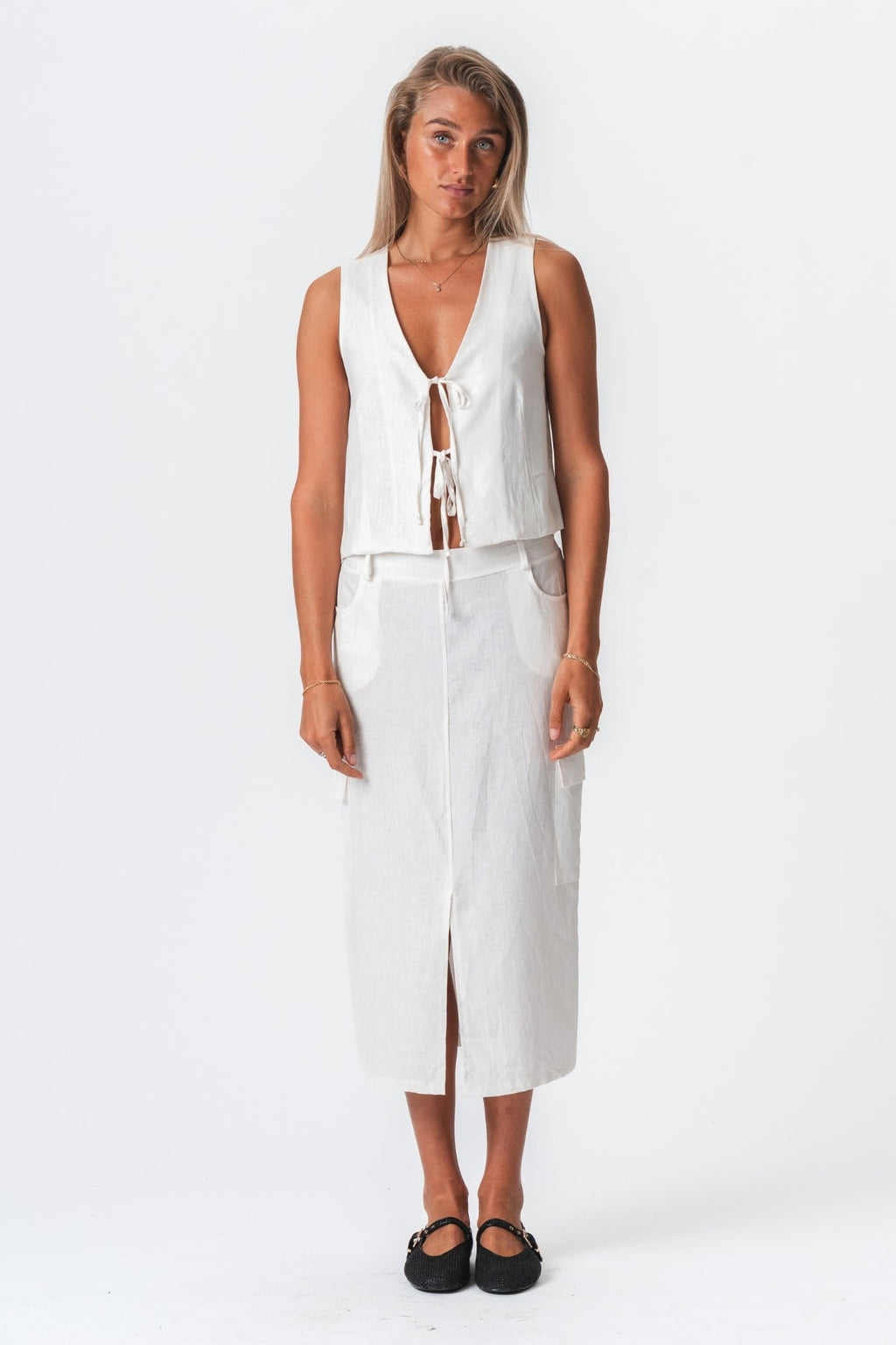 Linen Skirt - White